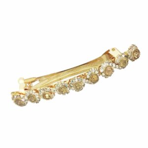 Gold Plated Delicate Rhinestones Studded Hair Barrette/Hair Clip/Hair Back Buckle Clip for Women
