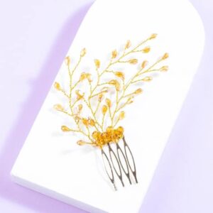 Women Gold-Toned Beaded Wedding Hair Styling Comb Pin