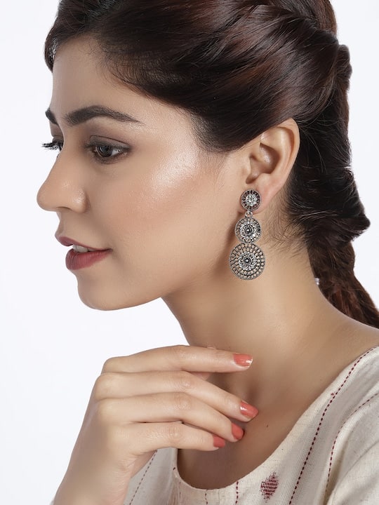 oxidized-studded-circular-design-dangle-earrings-for-women