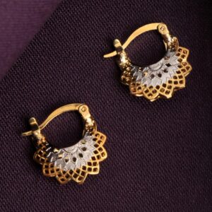 22K Gold Plated Intricate Filigree Hoops/ Bali Earrings For Women and Girls