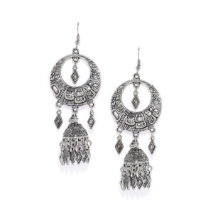 Oxidised silver Chaandbali Dangle Earrings