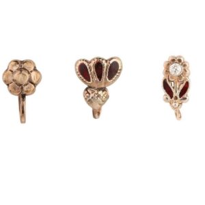 Ethnic Gold Plated Nose Pins Pack of 3 for Women