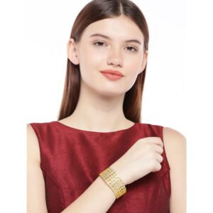 22k Gold Plated, Adjustable CNC Indo-Western Statement Kada for Women