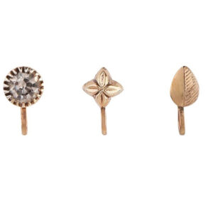 Gold Plated Ethnic Nose Pins Pack of 3 for Women