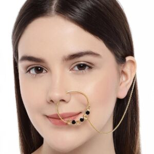 Gold Plated Rose Pink Stone Contemporary Nose Ring For Women