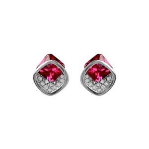 92.5 sterling Silver square Studs with Ruby and CZ studs for women and girls