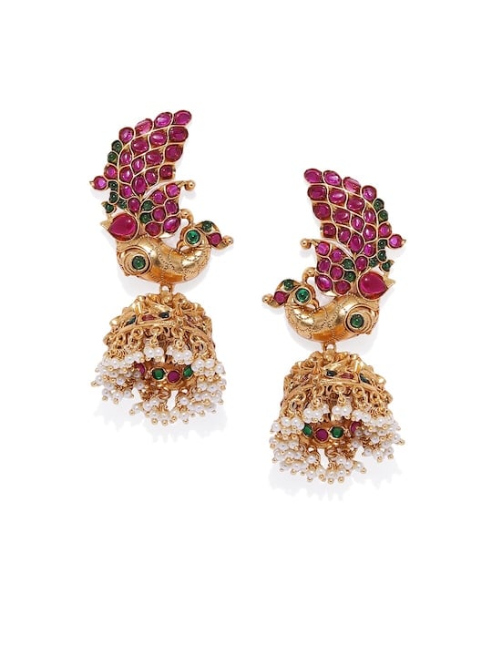 Gold plated Peacock Jhumkis