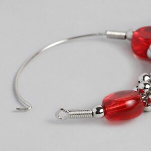 Accessher Silver plated Red beaded Hoops