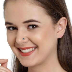 92.5-925 Sterling Silver Antique Oxidized Stone Nose Pin for Women