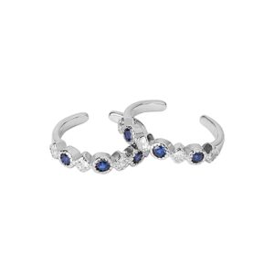 92.5 – 925 Sterling Silver Blue CZ Bezel Setting Adjustable Toe Rings for Women