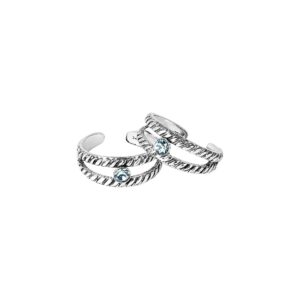 92.5 – 925 Sterling Silver Blue Stone Adjustable Toe Rings
