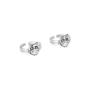 92.5 – 925 Sterling Silver Quirky Owl Motif Daily wear Adjustable Toe Rings for women