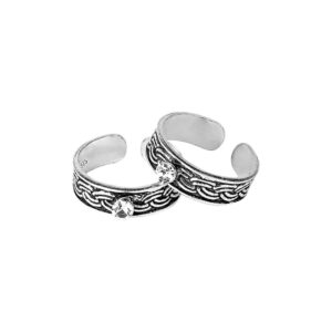 92.5 – 925 Sterling Silver Toe rings with CZ Stones for women and girls
