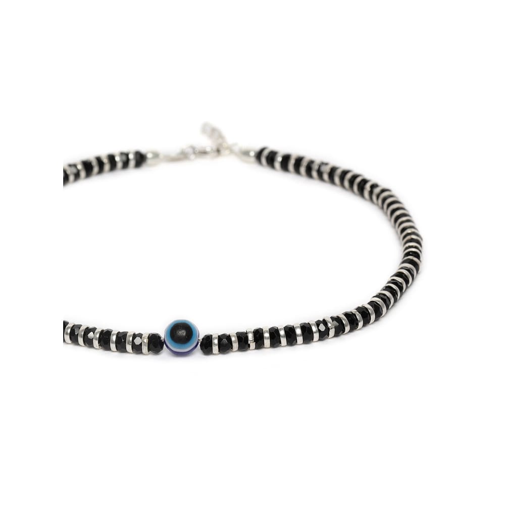 92.5 Silver-Toned & Black Beaded Handcrafted