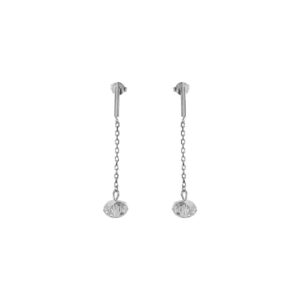 92.5 sterling Silver Contemporary Dangle drop earrings with clear stone for women and girls