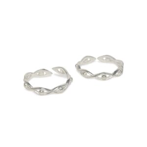 92.5 Sterling Silver Delicate Braided Design Toe Rings for Women