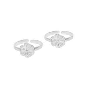 92.5 Sterling Silver Floral Delicate Toe Rings for Women