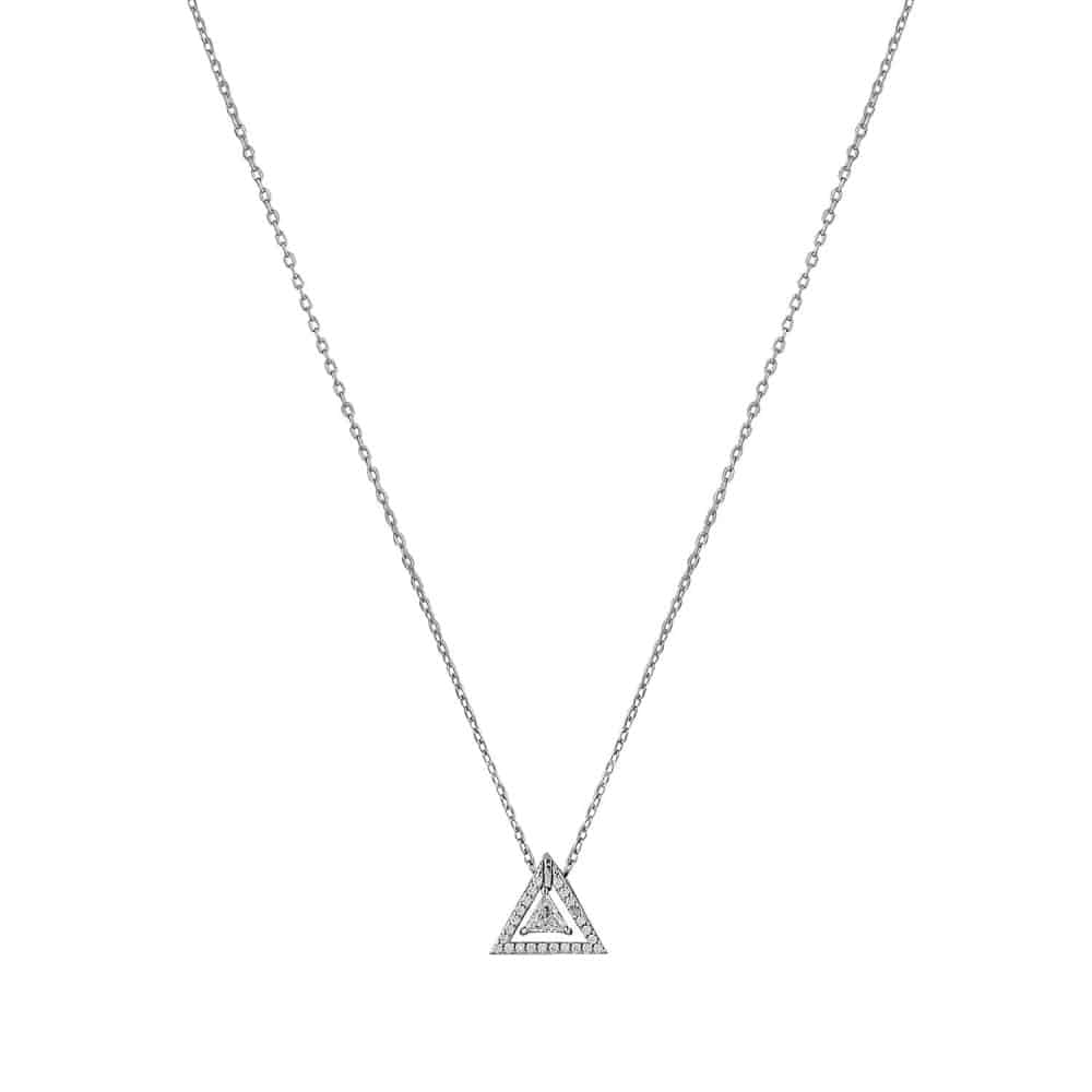NS0619BJ598S2-AccessHer 92.5/925 Sterling Silver, CZ Triangle pendant with chain for women and girls