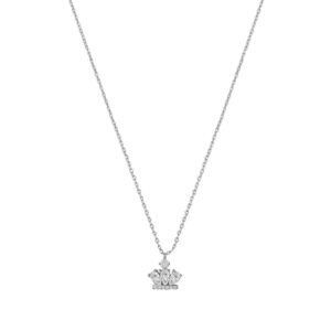 92.5 Sterling Silver Plated Crown Pendant Chain Necklace for Women