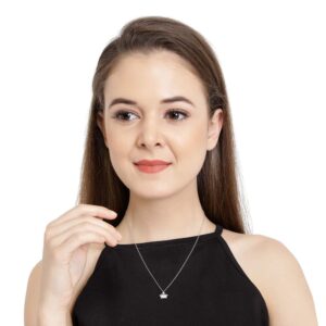 92.5 Sterling Silver Plated Crown Pendant Chain Necklace for Women