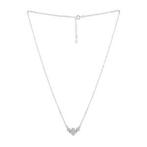 92.5/925 Sterling Silver, CZ flower pendant with chain for women and girls-NS0619BJ680S
