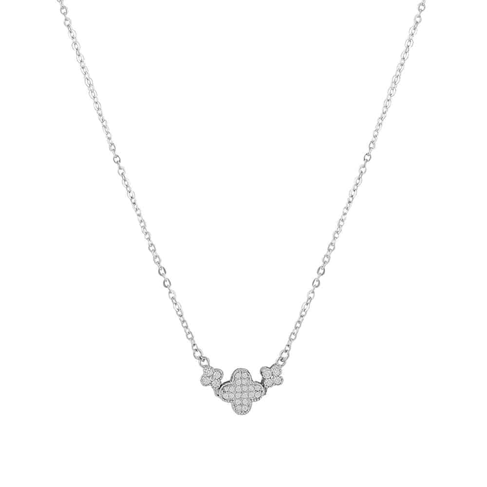 NS0619BJ680S-AccessHer 92.5/925 Sterling Silver, CZ flower pendant with chain for women and girls