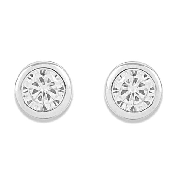 AccessHer 92.5/925 Sterling Silver CZ stone circle earrings
