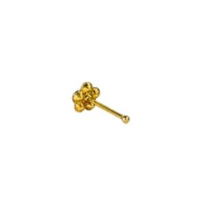 92.5/925 Sterling Silver, Gold Plated Flower Shape Studded Nose Pin