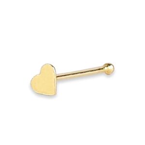 92.5/925 Sterling Silver, Gold Plated Tiny Heart Shape Nose Pin