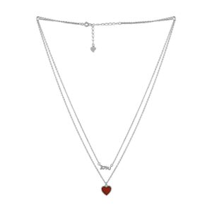 92.5/925 Sterling Silver, layered red heart love chain with enamel pieces-NS0619BJ798S1