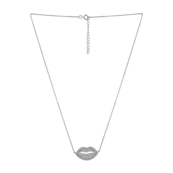 NS0619BJ830S-AccessHer 92.5/925 Sterling Silver, Lip Pout pendant with chain for women and girls