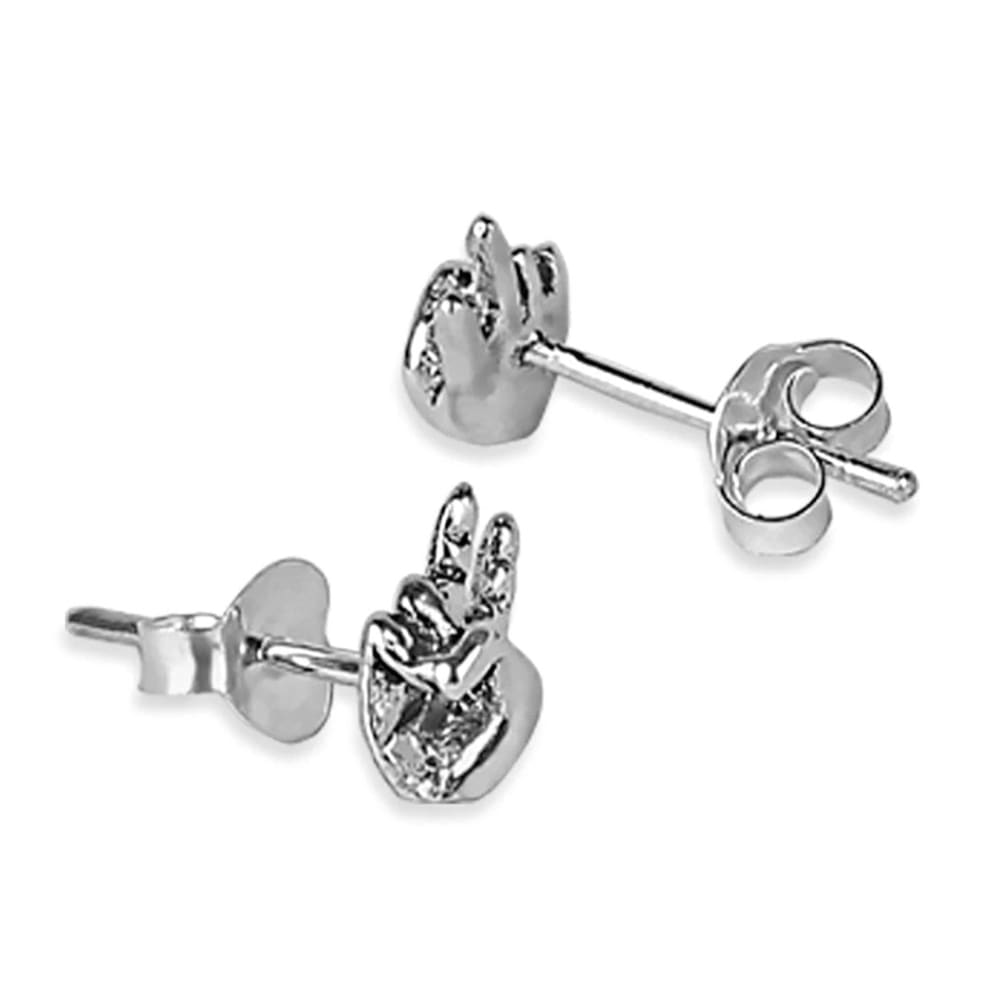 AccessHer 92.5/925 Sterling Silver Peace out stud earrings