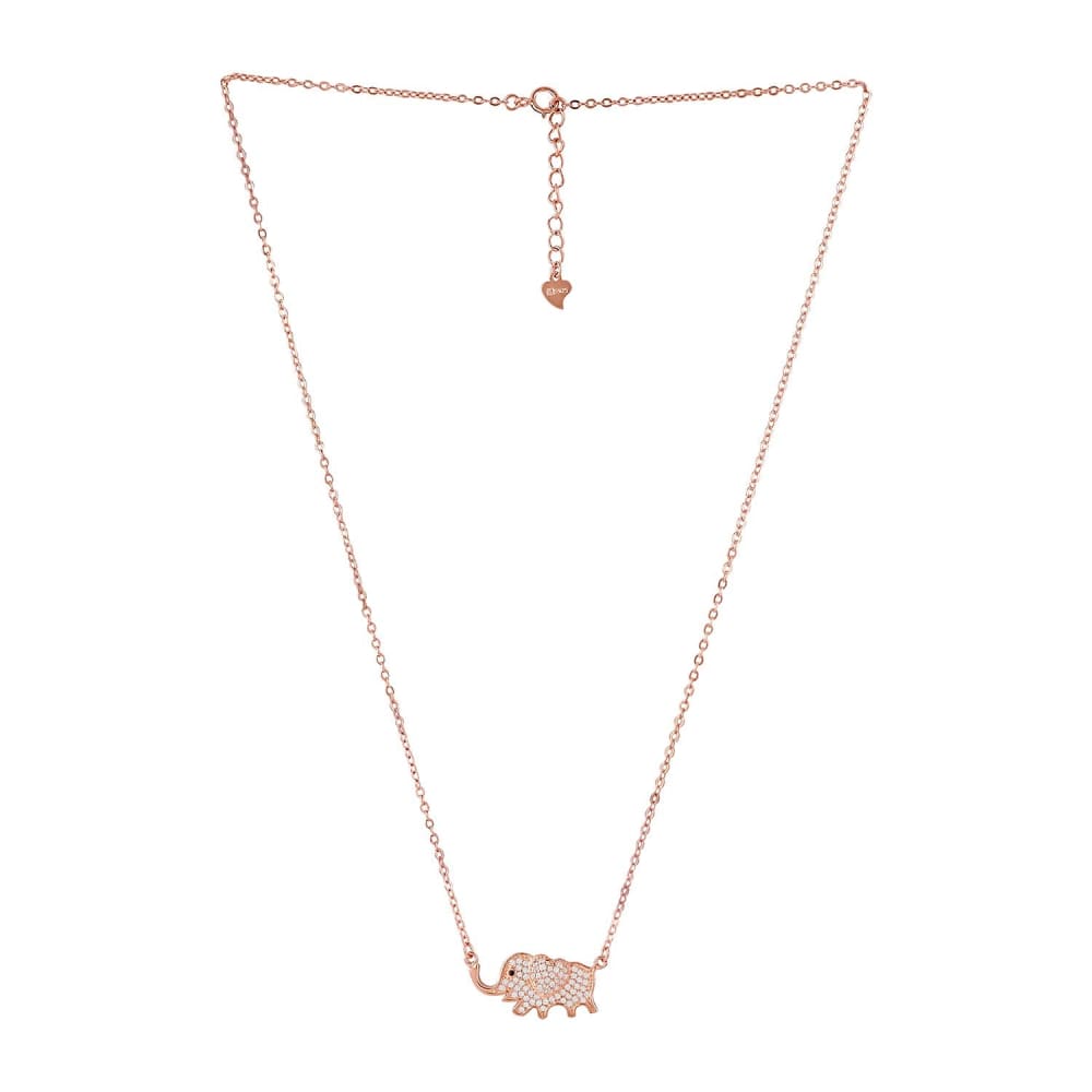 NS0619BJ998RG-AccessHer 92.5/925 Sterling Silver, rose gold plated elephant chain pendant for women and girls