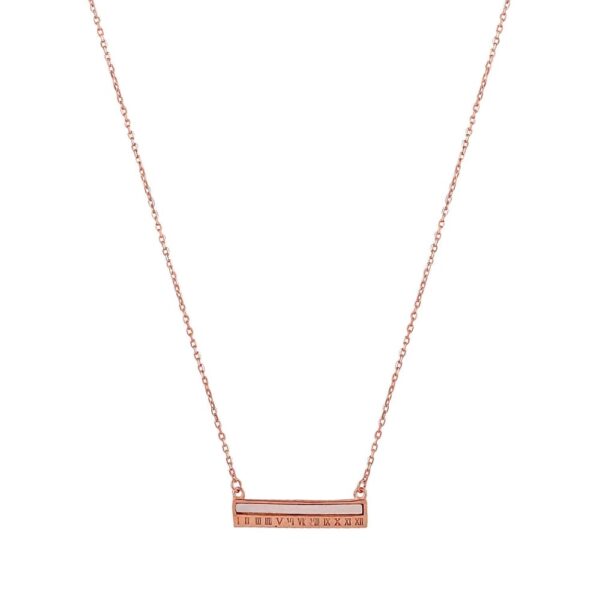 NS0619BJ798RG2-AccessHer 92.5/925 Sterling Silver, rose gold plated Roman name tag chain pendant for women and girls