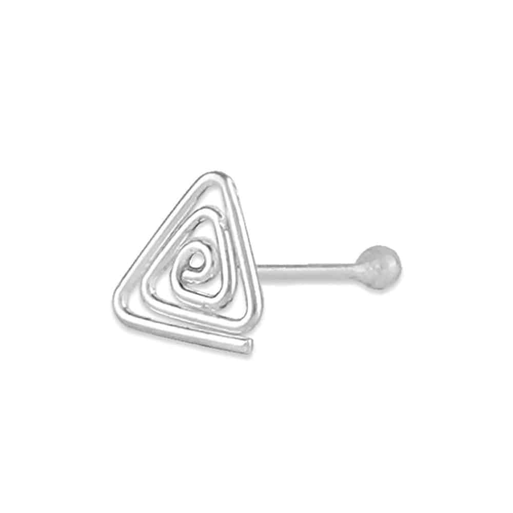 AccessHer 92.5- 925 sterling Silver Trendy Spiral triangle nose pin for womens and Girls