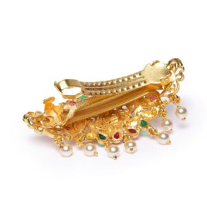 Women Gold-Toned Beaded French Barrette