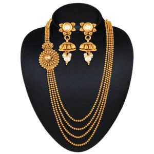 Traditional Multilayered Golden Necklace Set