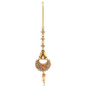 AccessHer Gold Plated Maang Tika with Pearls for Women