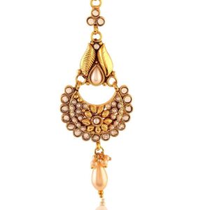 AccessHer Gold Plated Maang Tika with Pearls for Women