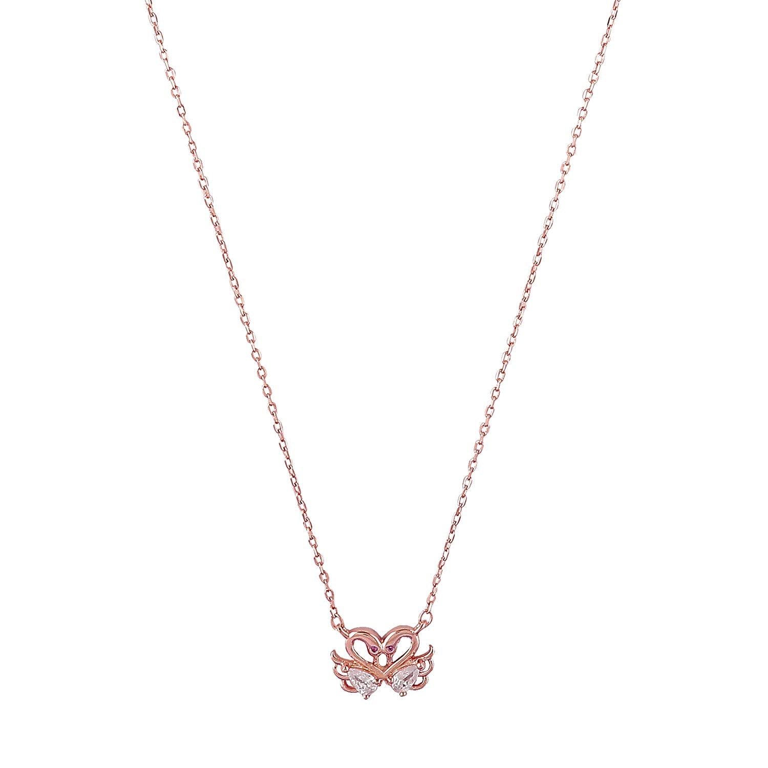 NS0619BJ798RG1-AccessHer 92.5/925 Sterling Silver, rose gold plated swan chain pendant for women and girls