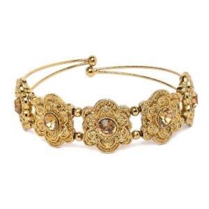 Gold Plated Floral Studded Bracelet for Women
