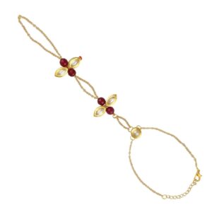 gold, kundan hathphool/ring bracelet