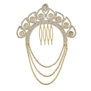 Gold Plated Rhinestones Studded Hair Jooda Pin for Women