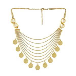 Traditional Gold Plated Multi Layered Coin Handcrafted Necklace for Women