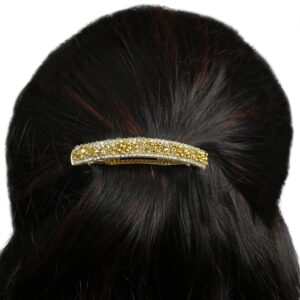 Multicolour Rhinestones and Beads Studded Hair Barrette Buckle Clip for Women