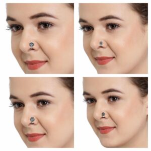 Antique Tribal Inspired Oxidised Clip On Nose Pin Pack of 4 for Women