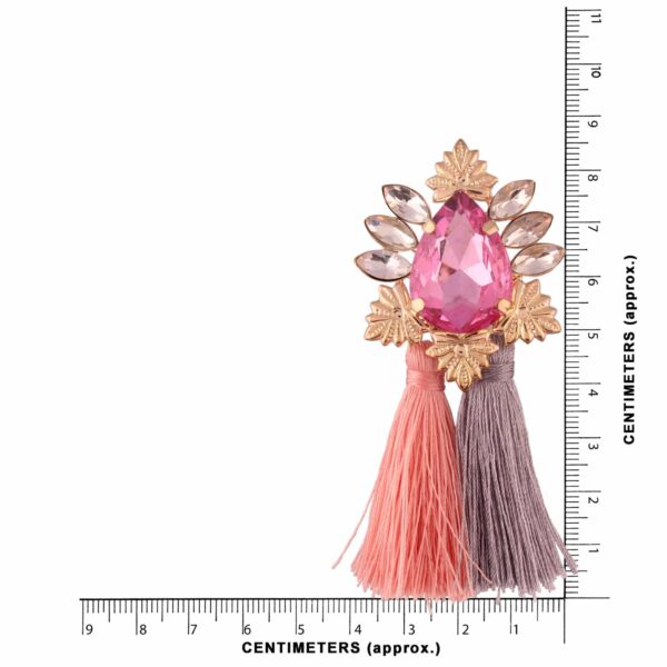 ER0118GC173GP -AccessHer stylish pastel pink and grey long tassle earrings for women and girls - access-her