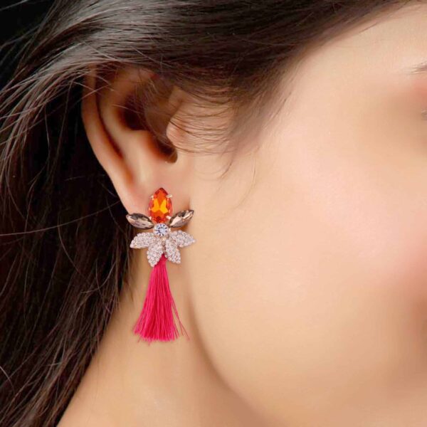 ER0118GC176GM -AccessHer feminine pink tassle earrings for women and girls - access-her