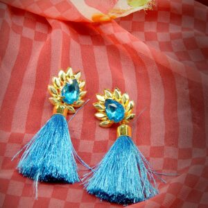Stylish Charming Sky Blue Tassle Dangler Earrings