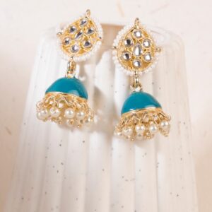 Pearl and Traditional Meenakari Embellished Jhumki Earrings for Women